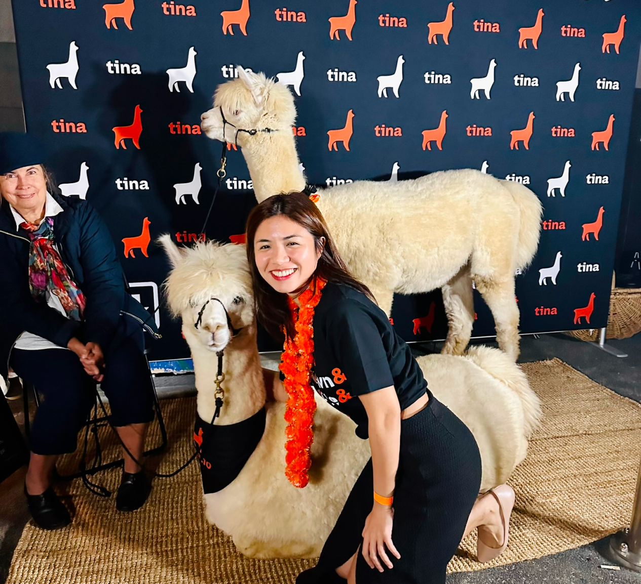 Betty with a llama