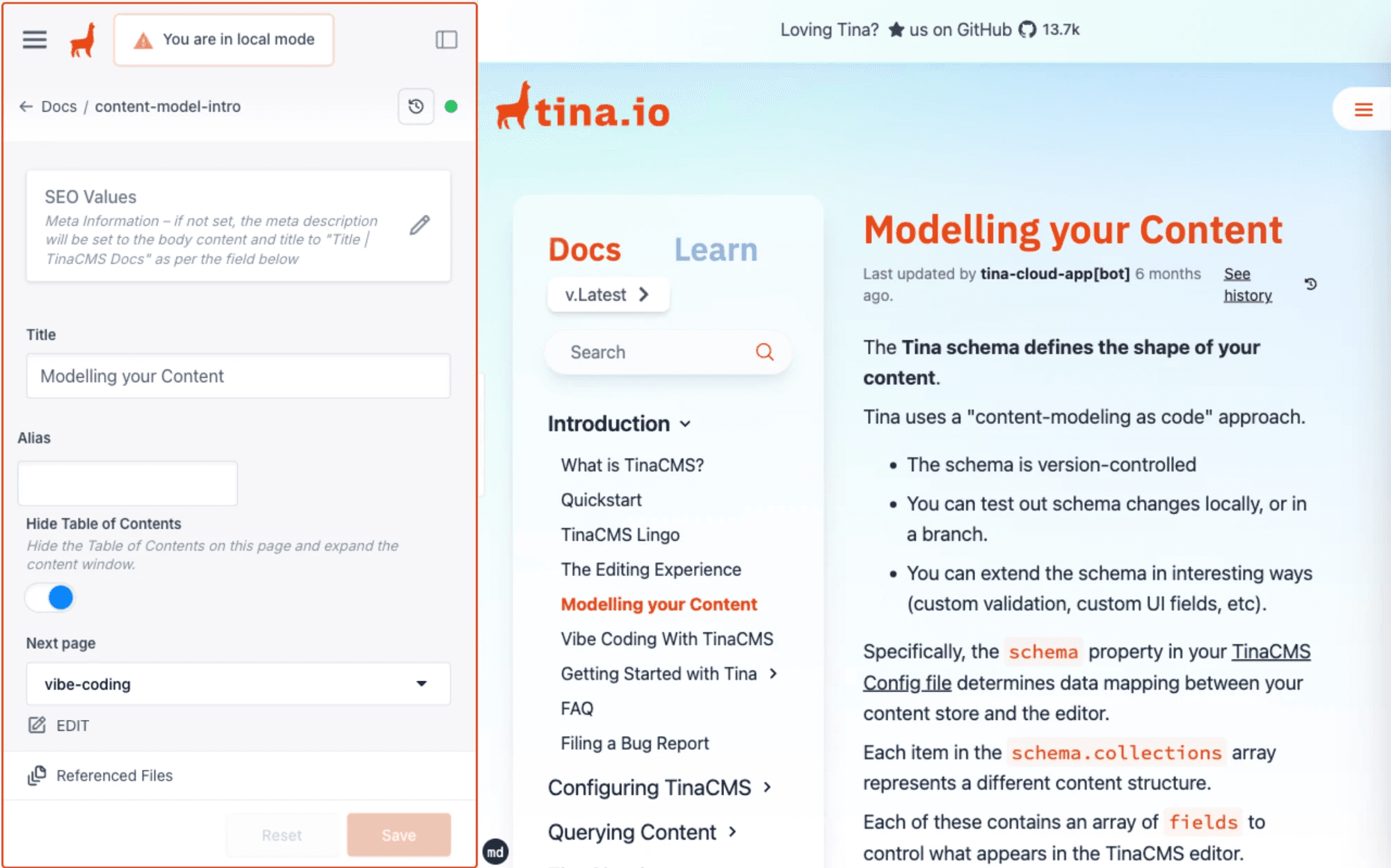 TinaCMS Editor Document Page